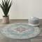 Homeroots 4 ft. Round Light Blue Distressed Medallion Area Rug 385333 - alternate 8
